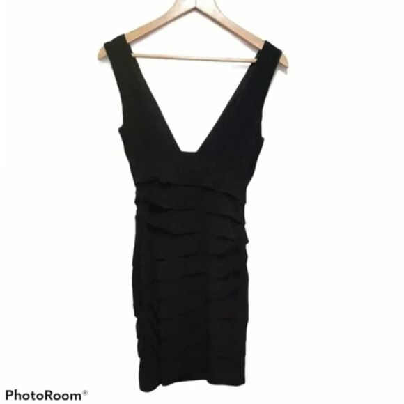 GRASS Collection V Neck‎ Bodycon Dress Size 7 Black - Picture 1 of 3